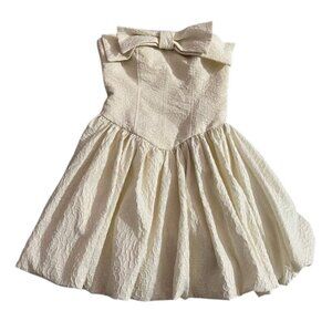 Cream Strapless Bow Mini Dress Women’s Fit And Flare Dress